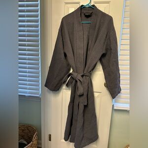 Gray Waffle Knit Robe